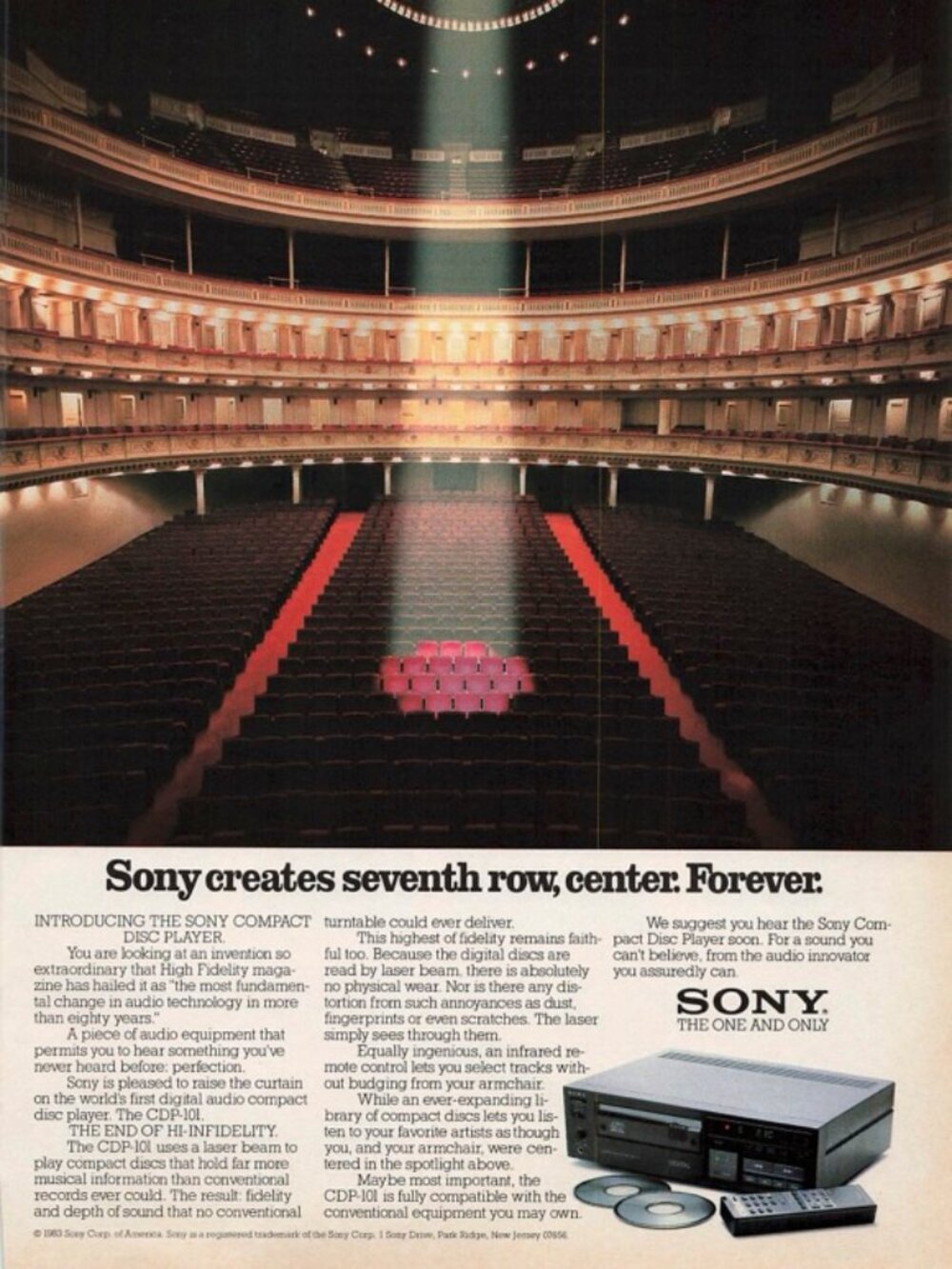 1983 Sony Compact Disc Player Vintage Print Ad CD Audio Innovator Introducing